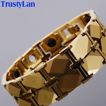 Роскошный Золотой вольфрамовый стальной мужской браслет женские мужские браслеты для женщин аксессуары здоровые магнитные браслеты мужские ювелирные изделия