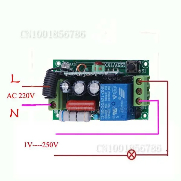 220 V 1CH 10A радиочастотный приемник и передатчик беспроводной пульт дистанционного управления для световой лампы Momenrary тумблер с защелкой Регулируемый 100 шт./партия