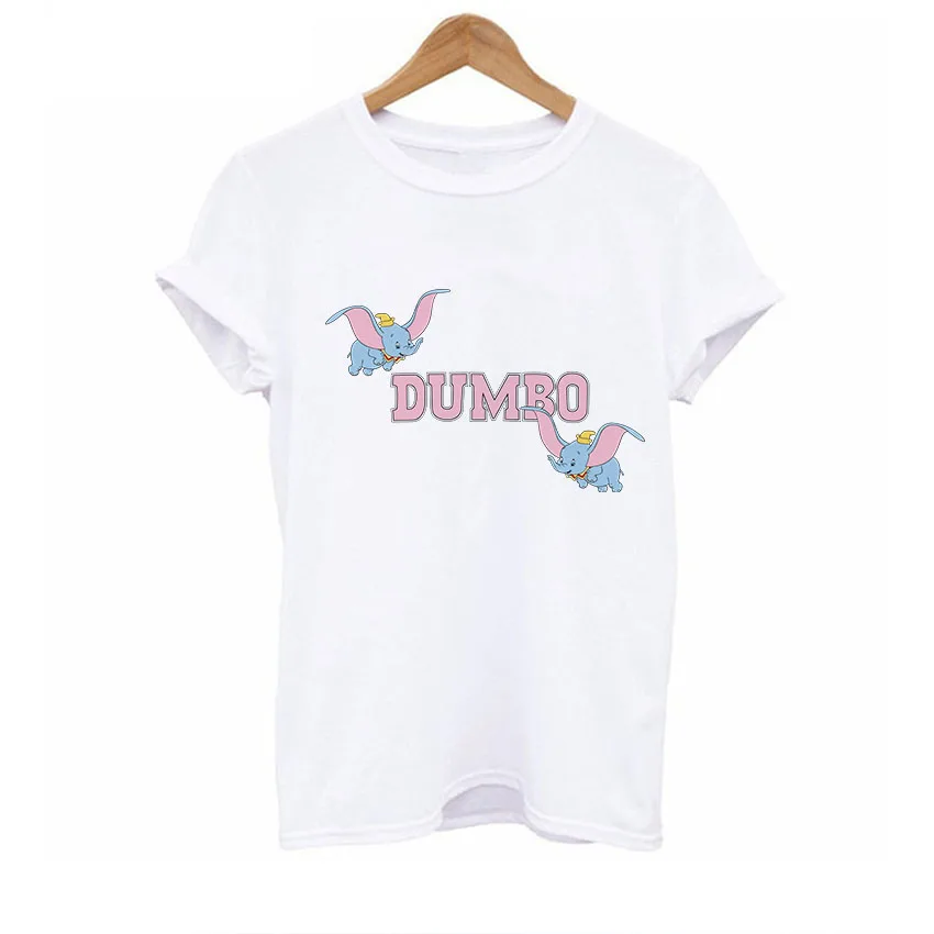 BTFCL Dumbo, женская футболка, Забавный слон, Camiseta Dumbo, футболка с принтом, женская, американская, популярная, футболка, милая, 90 s, футболка с животными - Цвет: white36