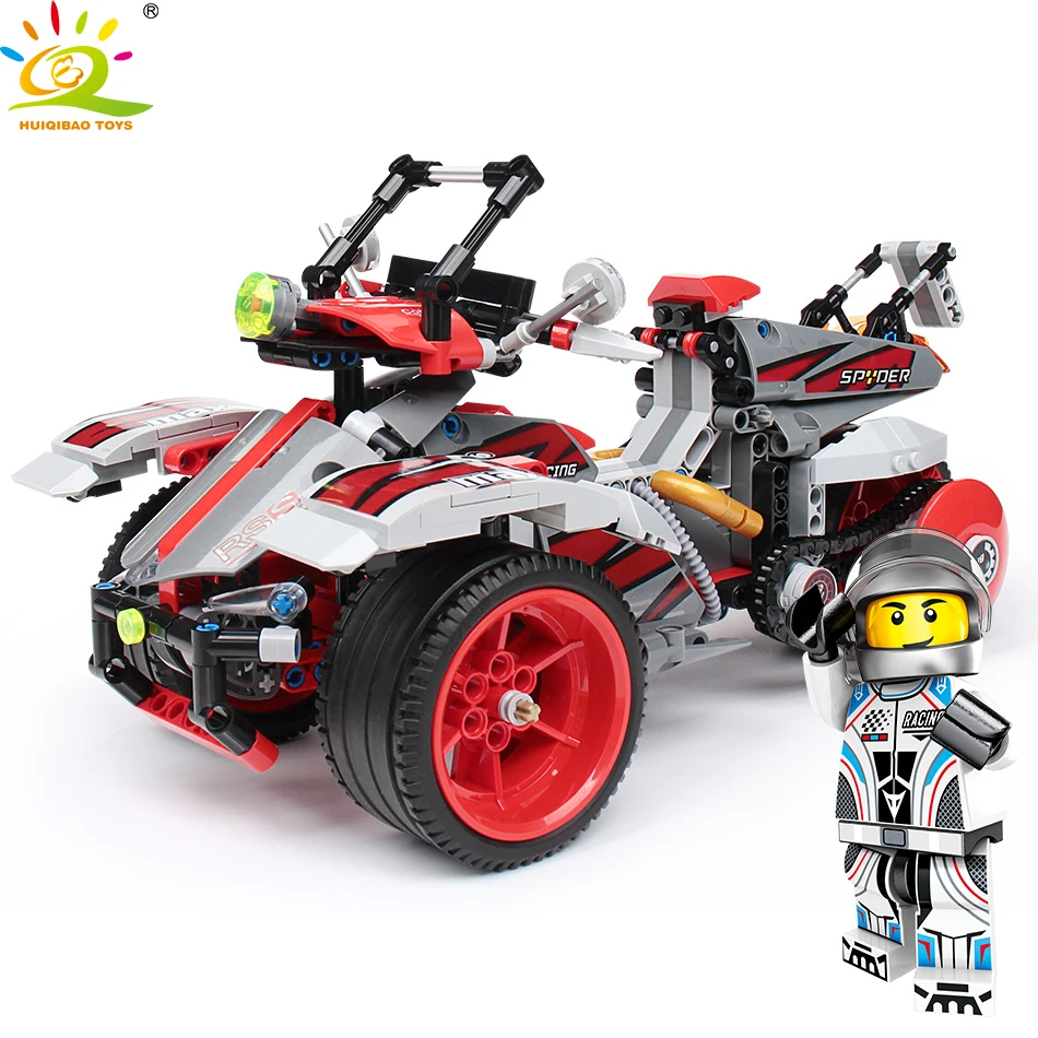 

511PCS Pull Back Beach Motorcycle DIY Building Blocks Compatible legoingly Technic Off-Road Vehicles Educational Brick Toy Gift