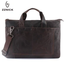 ZZNICK мужской деловой портфель из натуральной кожи, Мужская модная вместительная сумка на плечо, сумка для компьютера, дорожная сумка, сумка-мессенджер