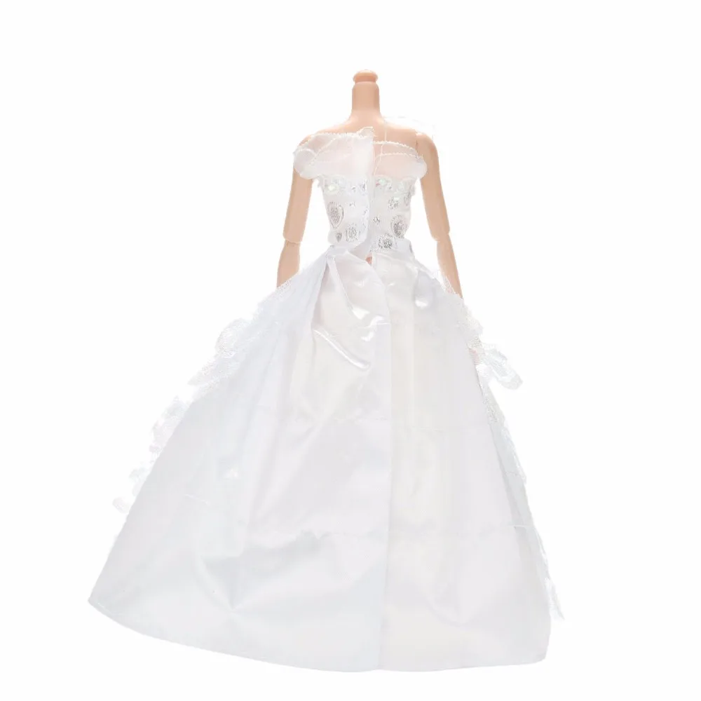 TOYZHIJIA/модное летнее платье в пол ручной работы; Кукольное платье принцессы; 4 слоя одежды; белые вечерние платья для свадьбы для Барби