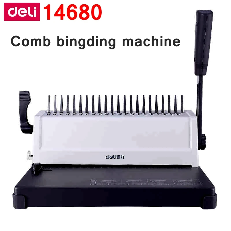 

Deli Manual 14680 Comb binding machine office Financial plastic aprons rings binding machine 21 holes 450 pages capacity