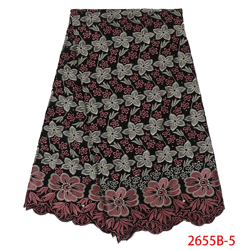 2019 Latest Swiss Voile With Stones Cotton Lace High Quality For Nigerian Party Cloth African Dry Fabric GD2655B-5 |