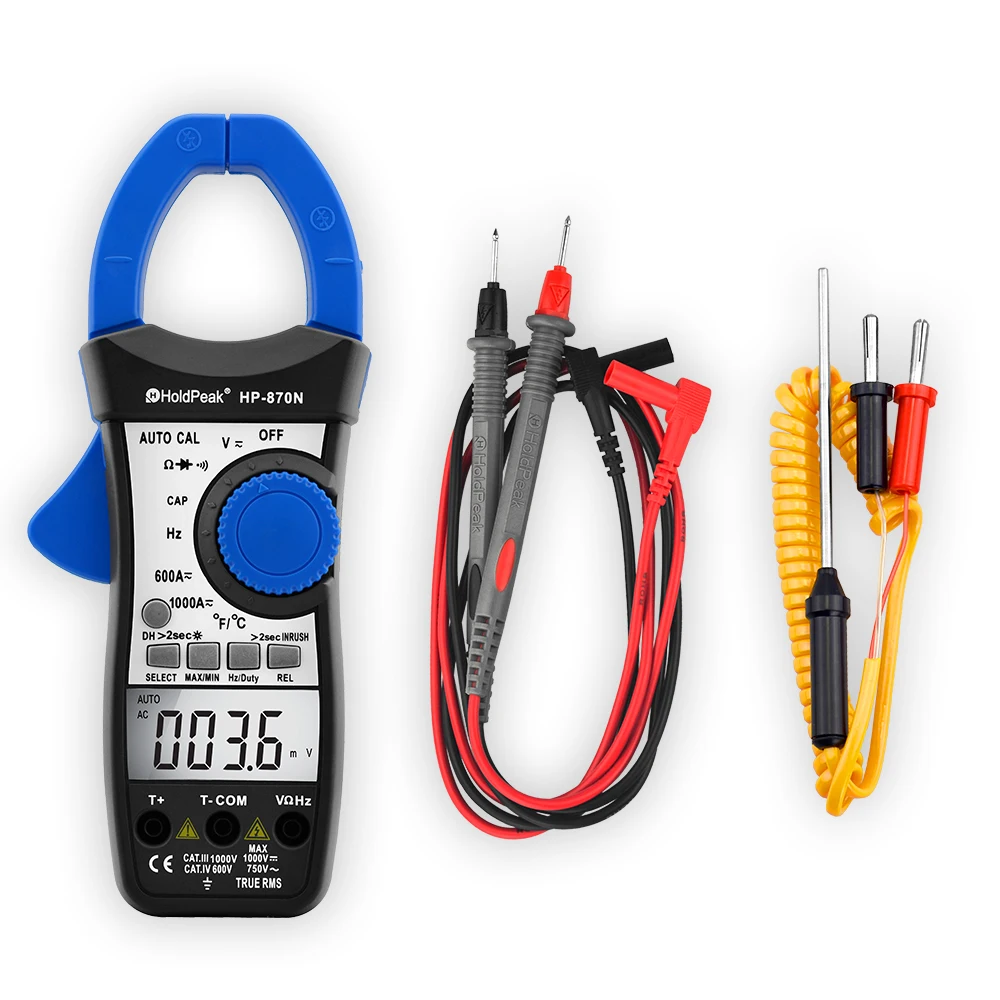 Auto Range Multimetro Digital Clamp Meter Multimeter Pinza Piers Ammeter Amperimetro True RMS Frequency Tester,HoldPeak HP-870N