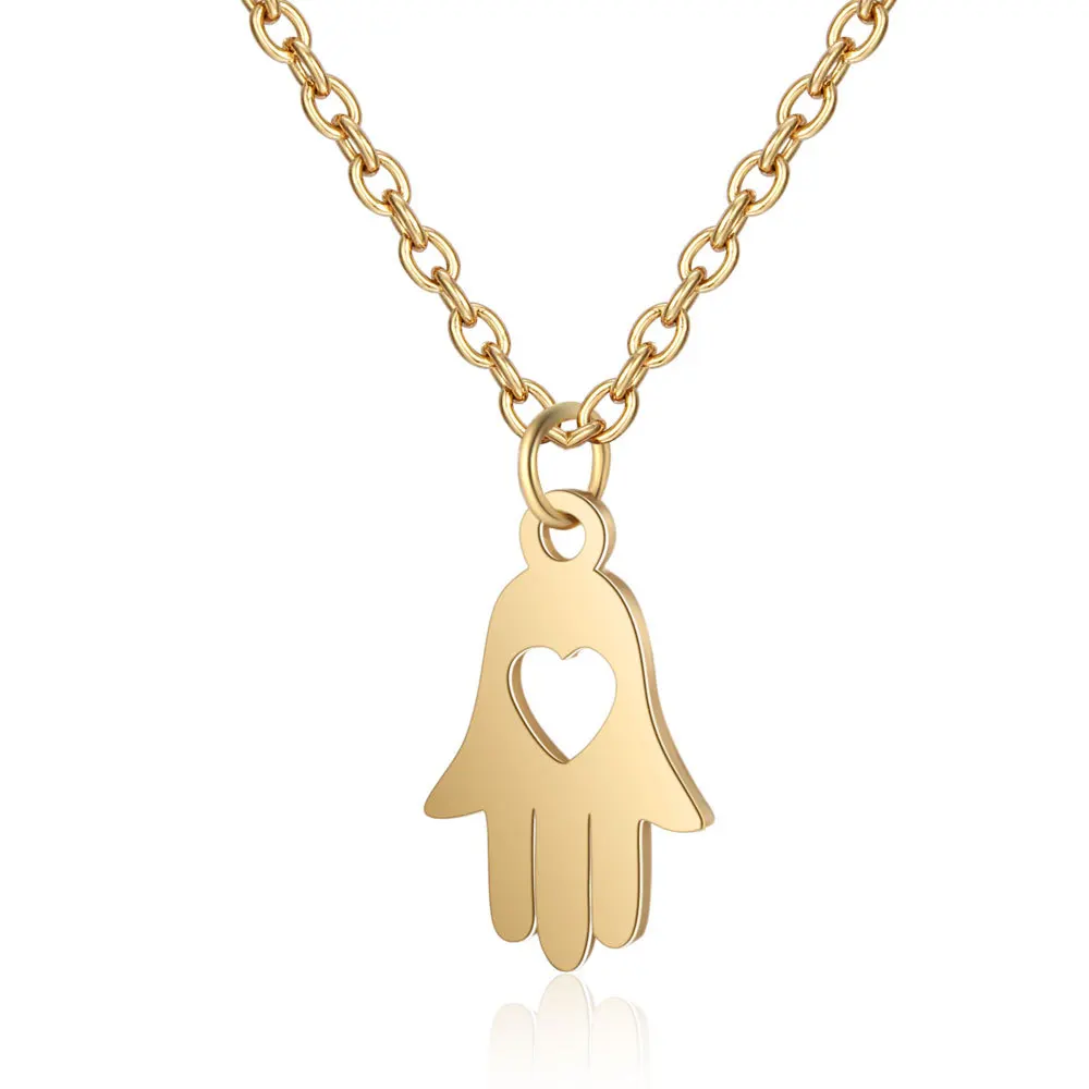 Маленькая подвеска Hamsa рука Фатимы и цепочка для женщин девушек золотое ожерелье