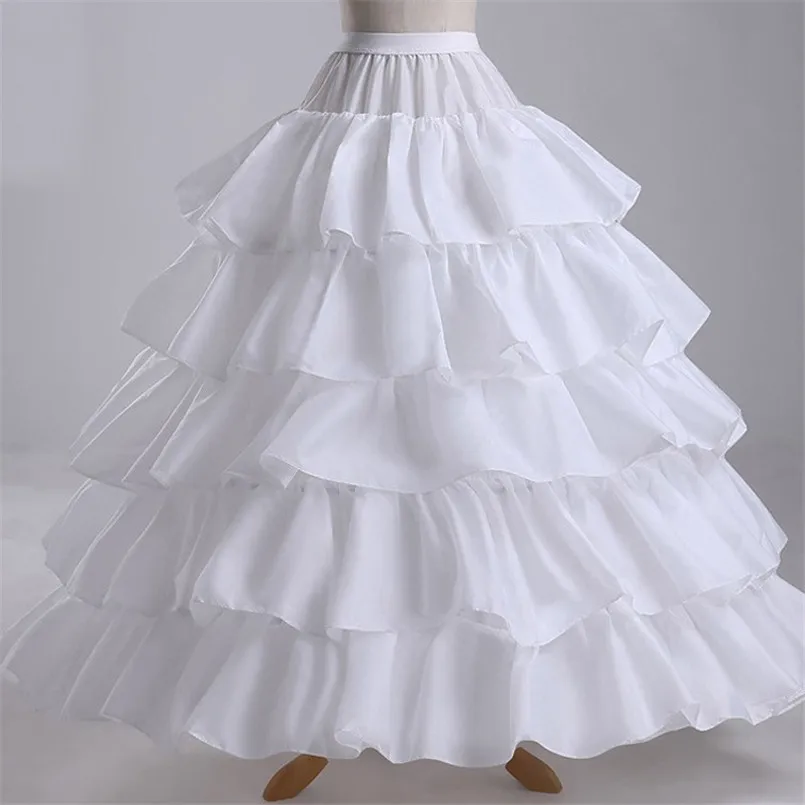 

Ruffled Women's Ball Gown Crinoline 4 Hoop 5 Layers Black / White / Red Wedding Petticoats Plus Size Elastic Bridal Underskirt
