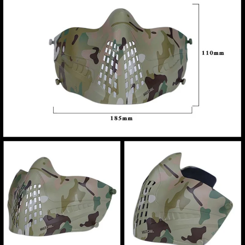 Тактическая Защитная стальная полумаска для лица, металлическая сетка для страйкбола, охоты, стрельбы, военная маска, вечерние костюмы, кино, для улицы
