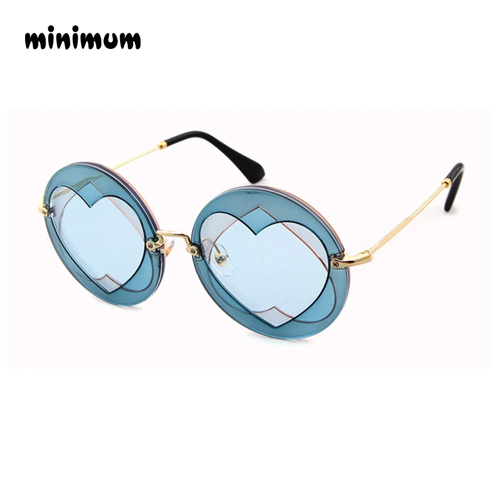 Минимум без оправы новые солнечные очки в форме сердца розовые женские круглые солнцезащитные очки для женщин солнцезащитные очки Oculos ломтик солнечные очки UV400