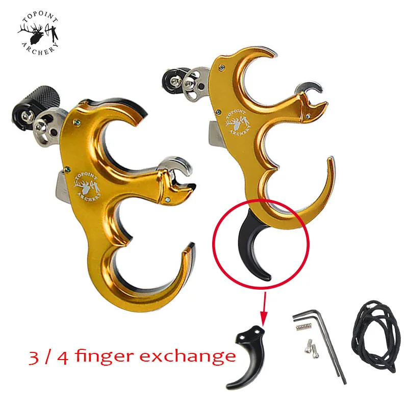 

Archery 3 Finger and 4 Finger Exchange Compound Bow Release Aids Grip Aluminum Alloy Fit Left and Right Hand Release