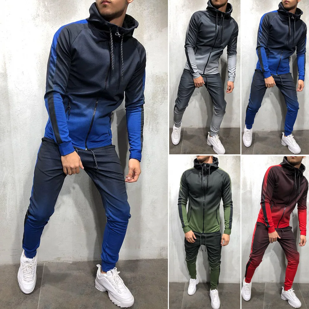 Men's Tracksuit Set Hoodie Sweatsuit Slim Fit Top Pants Joggers Gym Casual Suit Men's Tracksuit Set Hoodie Sweatsuit Slim Fit Top Pants Joggers Gym Casual Suit