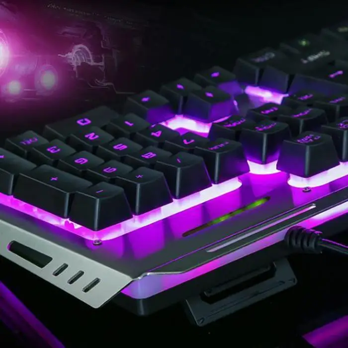 Модные красочная светодиодная подсветка Opto-electronic USB Проводная мышь соединение клавиатуры, plug and play, простое использование. Комплект