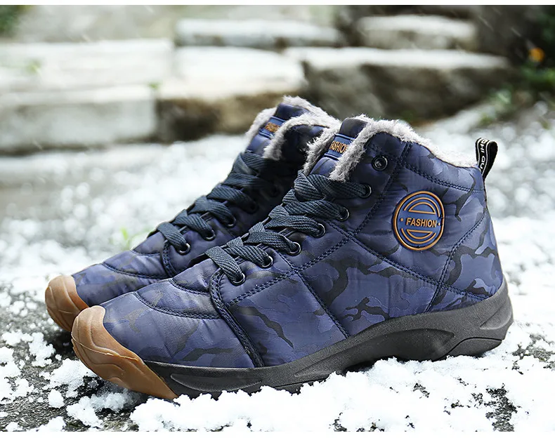 Men Waterproof Ankle Boots Winter Warm Plush Snow Boots Men Outdoor sneaker Work Boots Male Rubber Winter Men's boots Size 46