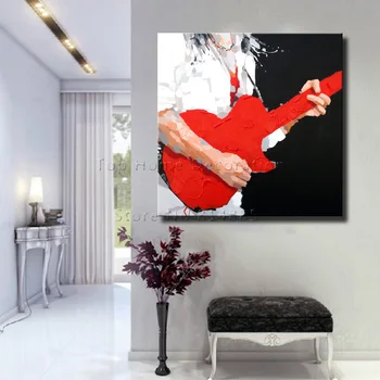 

Guitar Player Wall Picture for Living Room Hand painted Modern Abstract Oil Painting On Canvas Wall Art Decoration Gift CT093