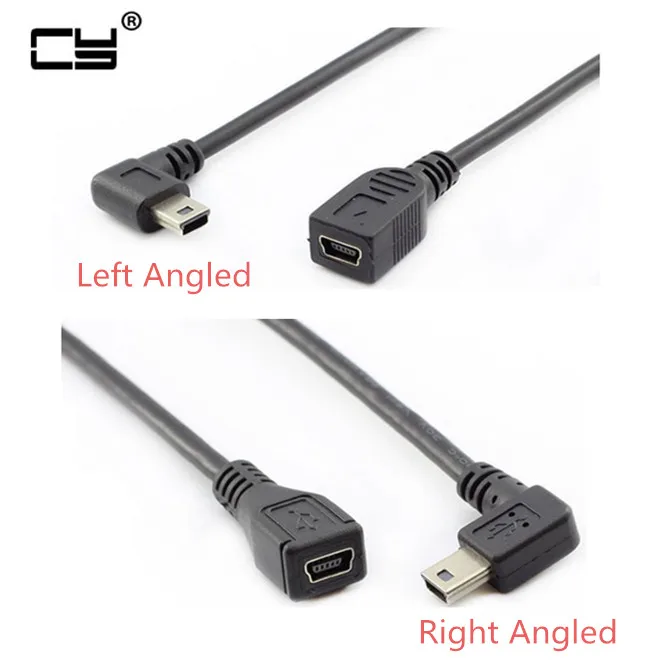 USB 2.0 Mini 5 Pin Male to Female Right Angle 90 Degree Adapter Connector EC