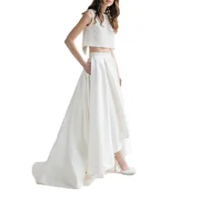 Чисто белые высокие длинные атласные юбки для женщин для формальной вечеринки с карманами высокого качества на заказ макси юбка на молнии стиль