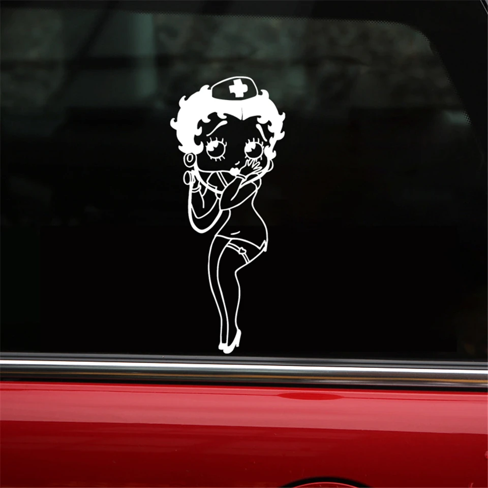 Betty Boop Nurse Cartoon Decor Vinyl Stickers Decals Car-Styling Creative Fashion Waterproof Car Body Wall Stickers 7.6cm18 (4)