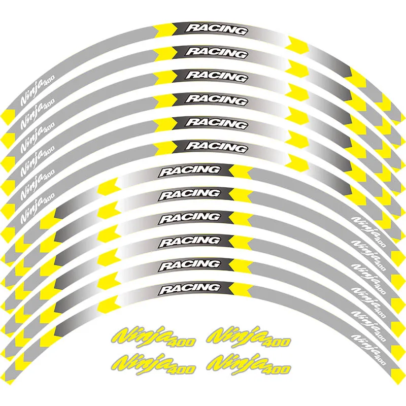Новинка, высокое качество, 12 шт., подходит для мотоцикла, наклейка для колес, в полоску, светоотражающий обод для Kawasaki ninja 400 ninja400 - Цвет: 1