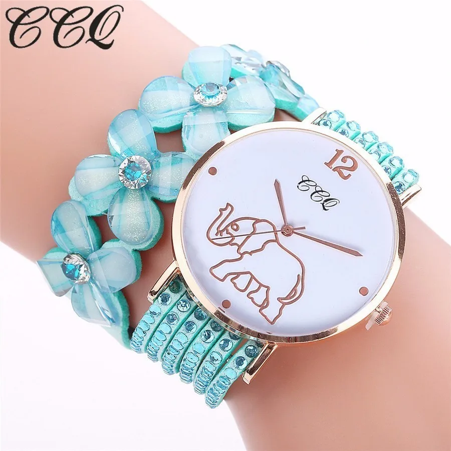 

Fashion Leather Bracelet Elephant Watches Women Casual Crystal Rhinestone Wrist Watches Quartz Watch Gift Reloj Mujer