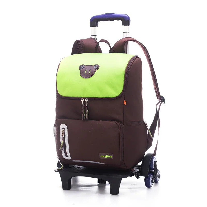 

GRADE 2-6 Kids Trolley Schoolbag Luggage Book Bags boys girls Backpack Latest Removable Children School Bags 2/6 Wheels Stairs