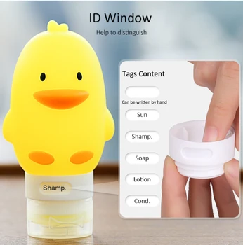 

60-100ml Portable Yellow Duck Cartoon Animal Modeling Squeeze Bottle Silicone Lotion Travel Bottle Empty Cosmetic Containers