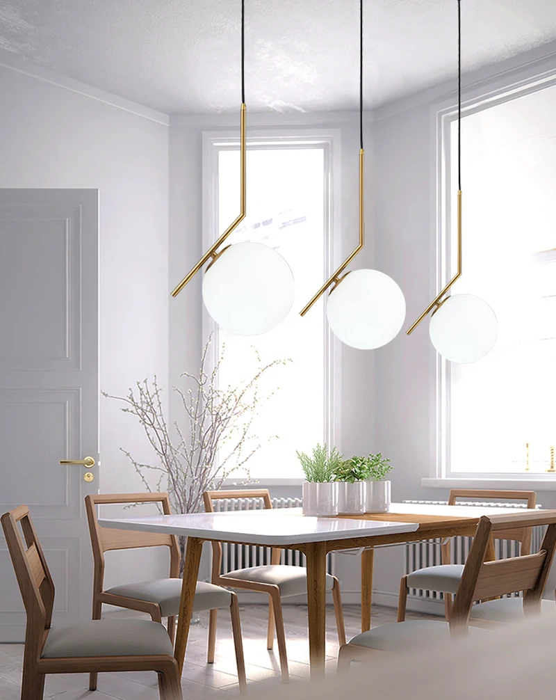 Horsten Nordic Style Pendant Light Glass Ball Lampshade Modern LED Pendant Lamp For Dining Room Bedroom Hanging Light Fixtures (6)