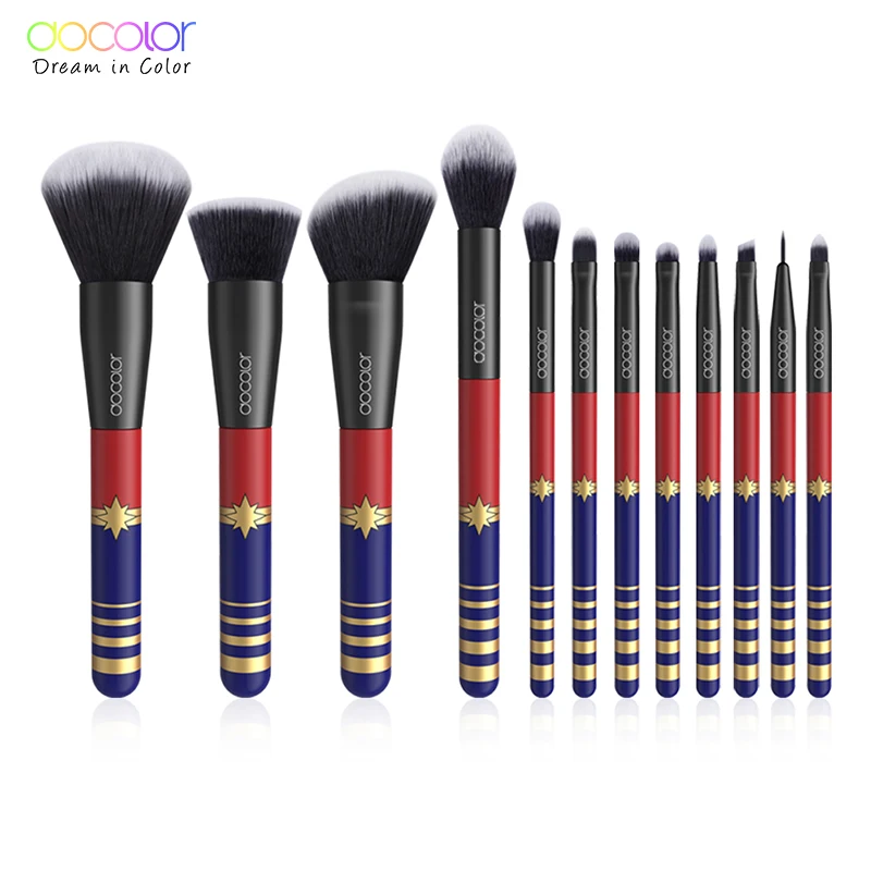 Billig Docolor 12PCS Make Up pinsel Professional Foundation Pulver Lidschatten Make Up Pinsel Set Synthetische Haar Kosmetik Pinsel