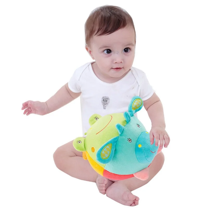 0-12 месяцев милые животные мяч игрушка с 4 разных лицо ребенка признать развивать Раннее Образование Музыкальные игрушки, детские