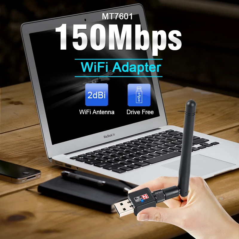 USB WiFi адаптер Antena Wi Fi USB адаптер MT7601 Бесплатный драйвер сетевая карта WiFi ключ 150 м Ethernet WiFi приемник Wi-Fi адаптер