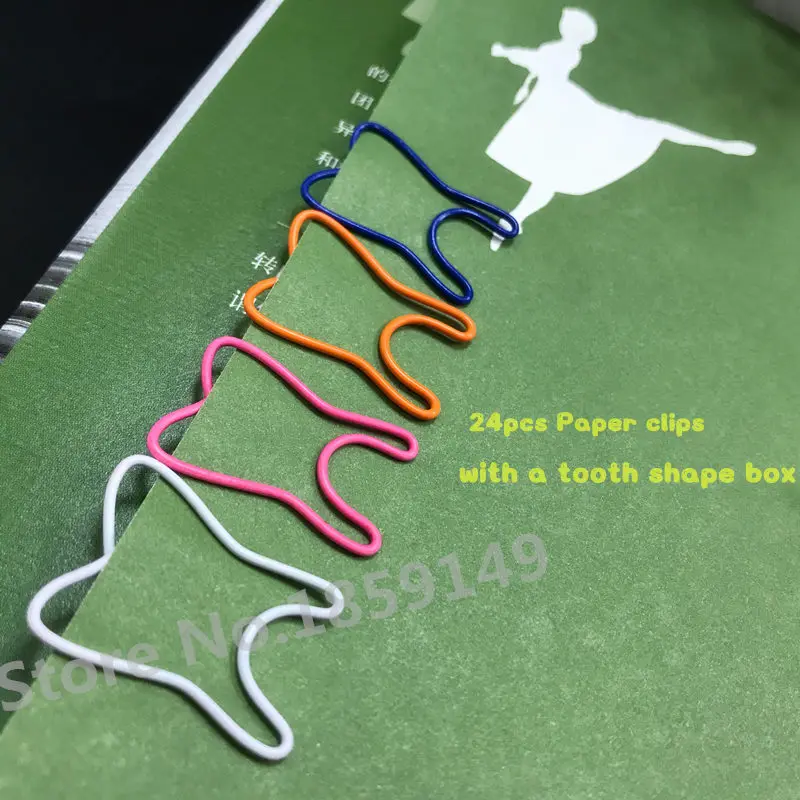 

24pcs Colorful Clip +tooth shape box Creative Dental Clinic Clip Special gift for dentist Medical lab