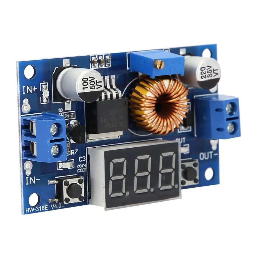XL4015E 5A 75 Вт Adjustable Регулируемый понижающий модуль преобразования питания с дисплеем напряжения постоянного тока