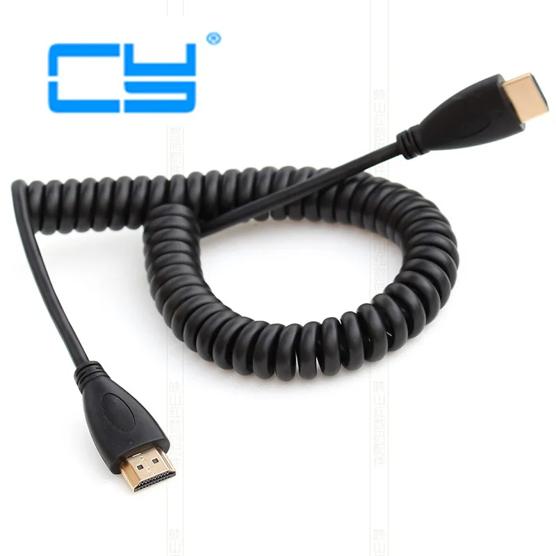 Высокая Скорость Мужчина HDMI (женский) весенние эластичные Curl кабель V1.4 3D для Sony Canon Видеокамеры PS3 100 см 200 см