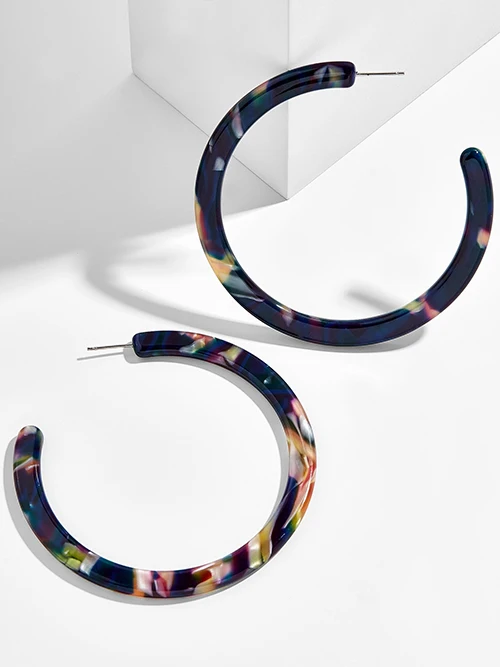 Цветные круглые женские серьги-кольца из ацетата и акрила с леопардовым принтом, большие геометрические серьги из смолы, модные ювелирные изделия, подарок - Окраска металла: Colorful