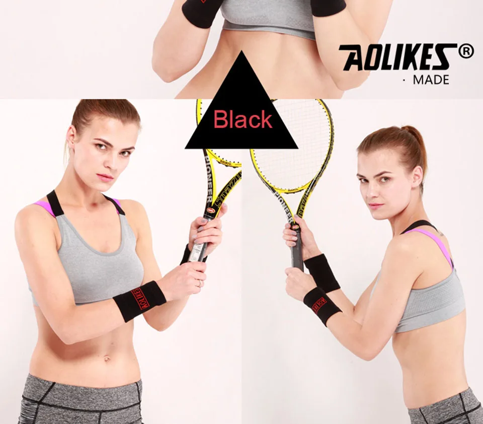 Aolikes 1Pair Sports Wrist Band Wrist Support Brace Sweatband Guard Sport Tennis Squash Badminton GYM Hand Wristband Protector