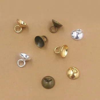 

6mm 8mm Multi-color Plated Brass Bell Bead End Caps with Loop Connector DIY Jewelry Charms Making Findings Wholesale