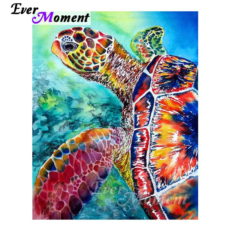 

Ever Moment Handmade Picture Mosaic Diamond Painting Turtle Colorful 5D DIY Diamond Embroidery Rhinestone Decoration S2F149