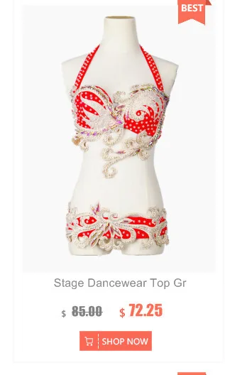 New Arrivals Stage Performance Women Belly Dance Clothes Flower Egyptian Costumes Set Red Bra Belt