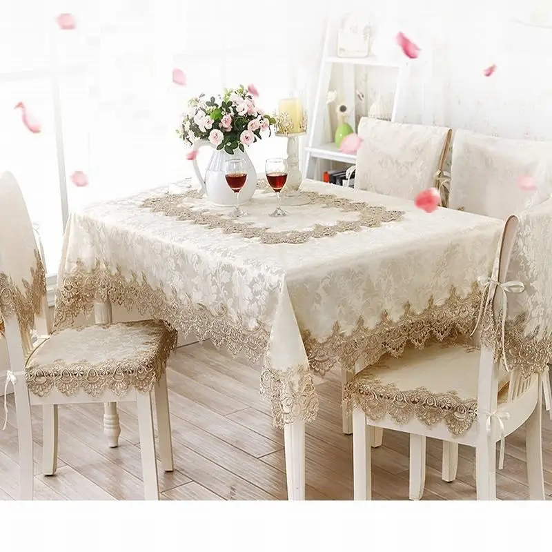 أوروبا أنيقة الدانتيل الأزهار الجاكار المنزل المطبخ حزب سماط مجموعة دعوى الجدول القماش مستطيلة جولة مفرش طاولة غطاء مقعد