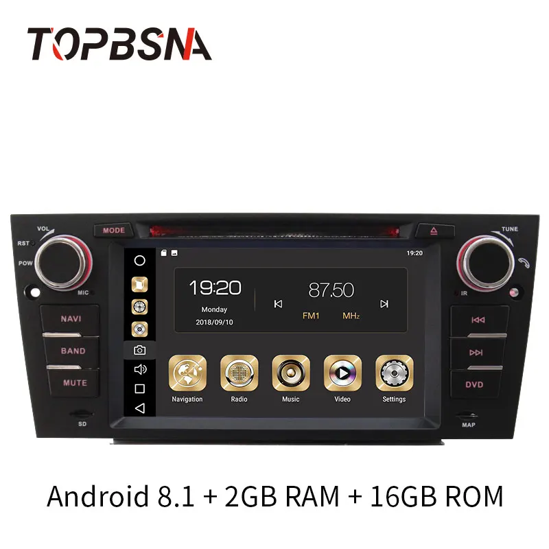 

TOPBSNA 1 Din Android 8.1 Car DVD Player For BMW 3 Series E90 E91 E92 E93 GPS Navigation Audio automotive headunit stereo wifi