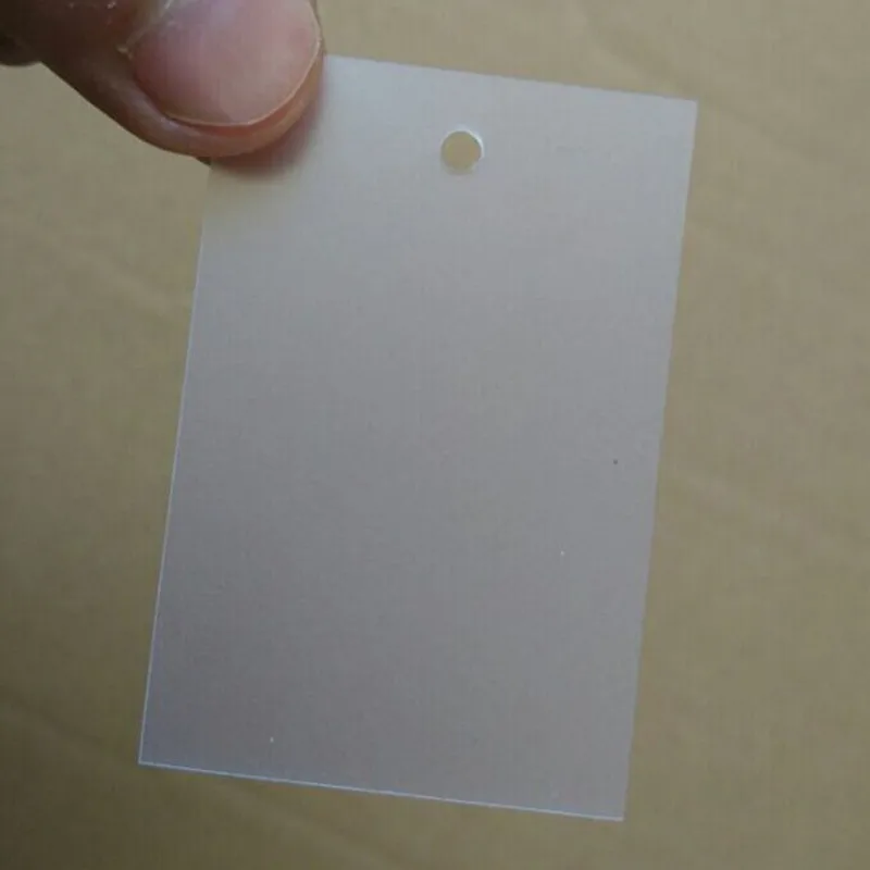 200개 무광택 블랭크 의류 PVC 태그 4 * 6 cm 옷 플라스틱 행택