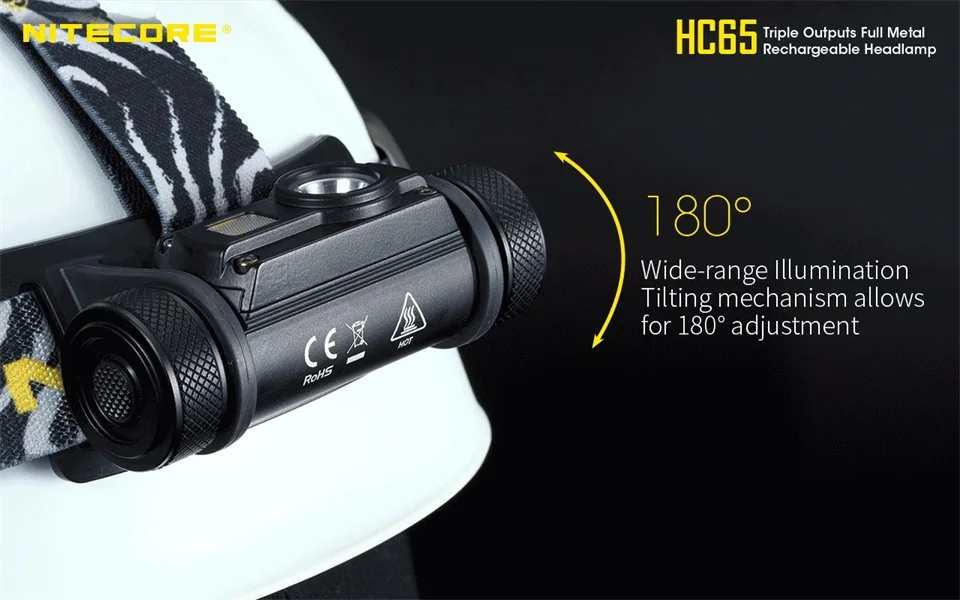 NITECORE HC65 фара CREE XM-L2 U2 1000 Lumes перезаряжаемый фонарик водонепроницаемый туристический 18650 аккумулятор