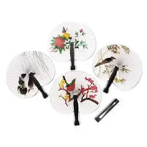 

New Practical Wedding Decoration Party Supplies Folding Paper Fan Multi Pattern Printed Paper Hand Fan