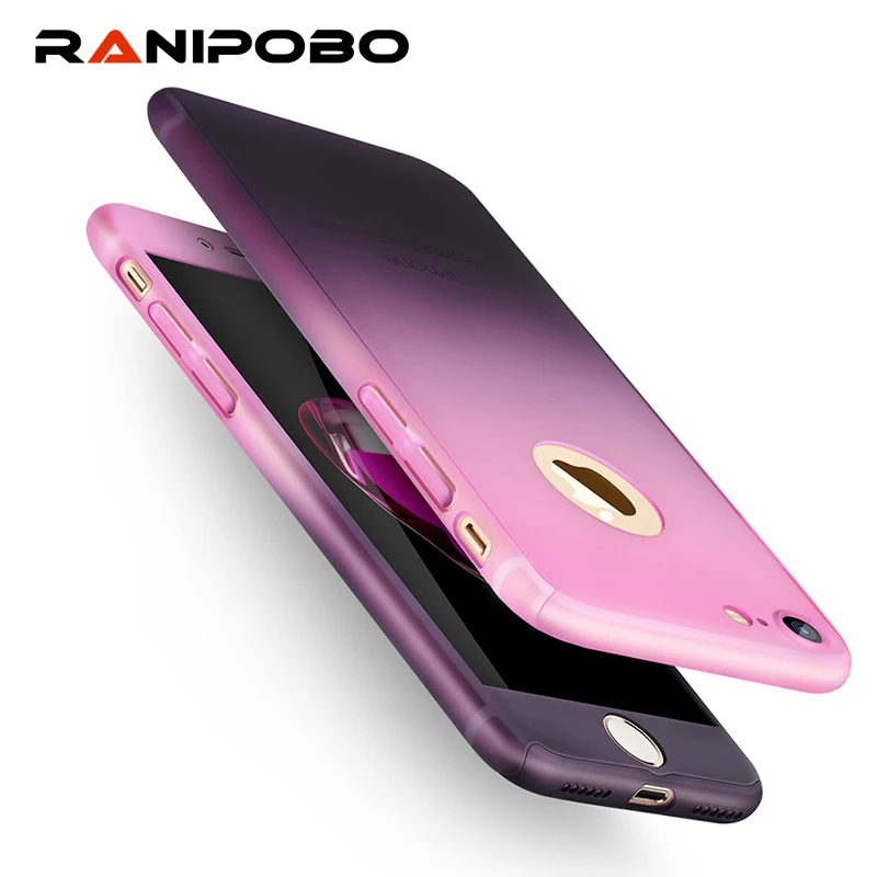 

360 degree Full Protection Gradient Case for iPhone 8 7 6 6S Plus Hard PC with Tempered Glass Cover for Samsung Galaxy Note 8