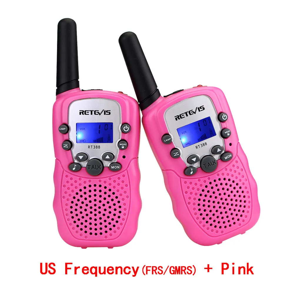 US Freq and Pink 2 шт. Retevis RT388 детская рация детская игрушка радио 0,5 Вт ПМР PMR446 ФРС VOX фонарик 2 портативных радиостанций КВ трансивер - Цвет: US Freq and Pink