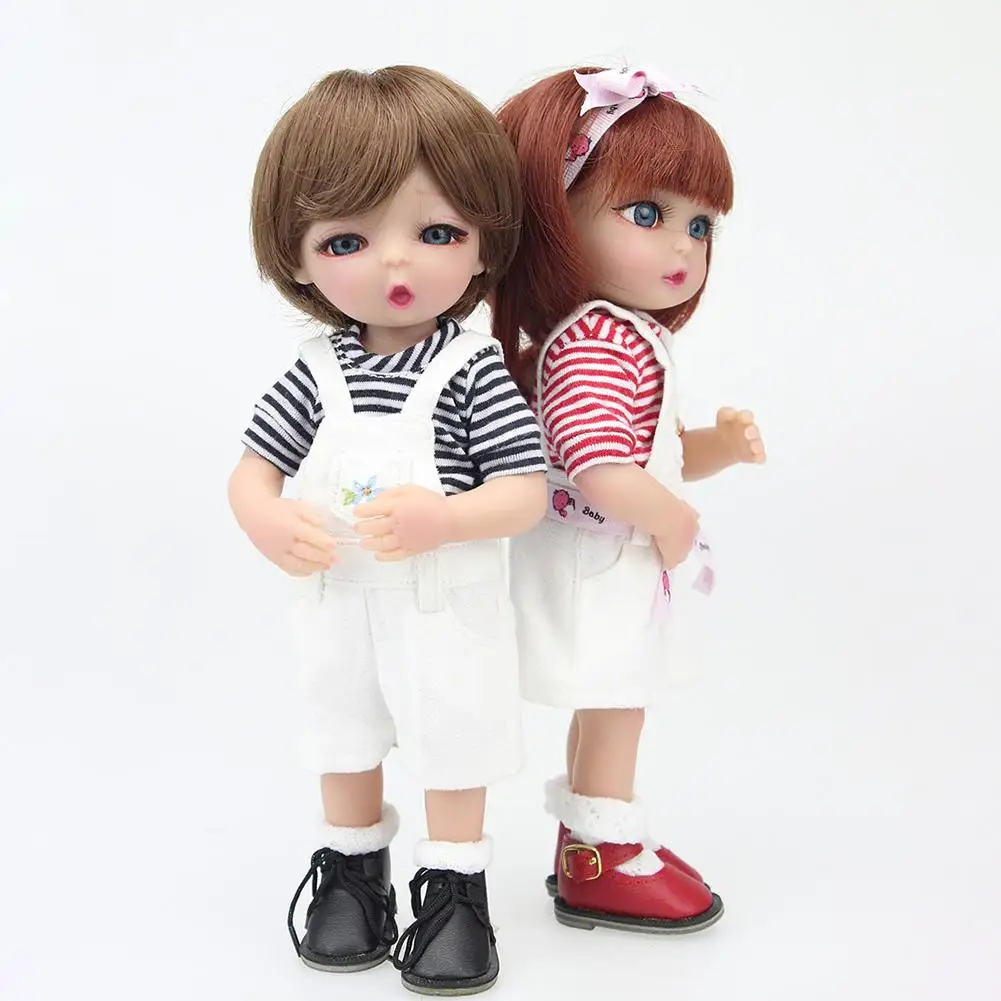 

New 25cm Vinyl Silicone Reborn Baby Boy Girl Doll with Overalls Suit Accompany Toy
