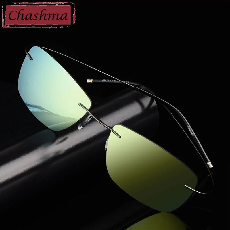 Stainless Steen Prescription Sunglasses Polarized Men Mirror Coating UV 400 Lens Anti Glare Rimless Glasses Women Myopia Glass