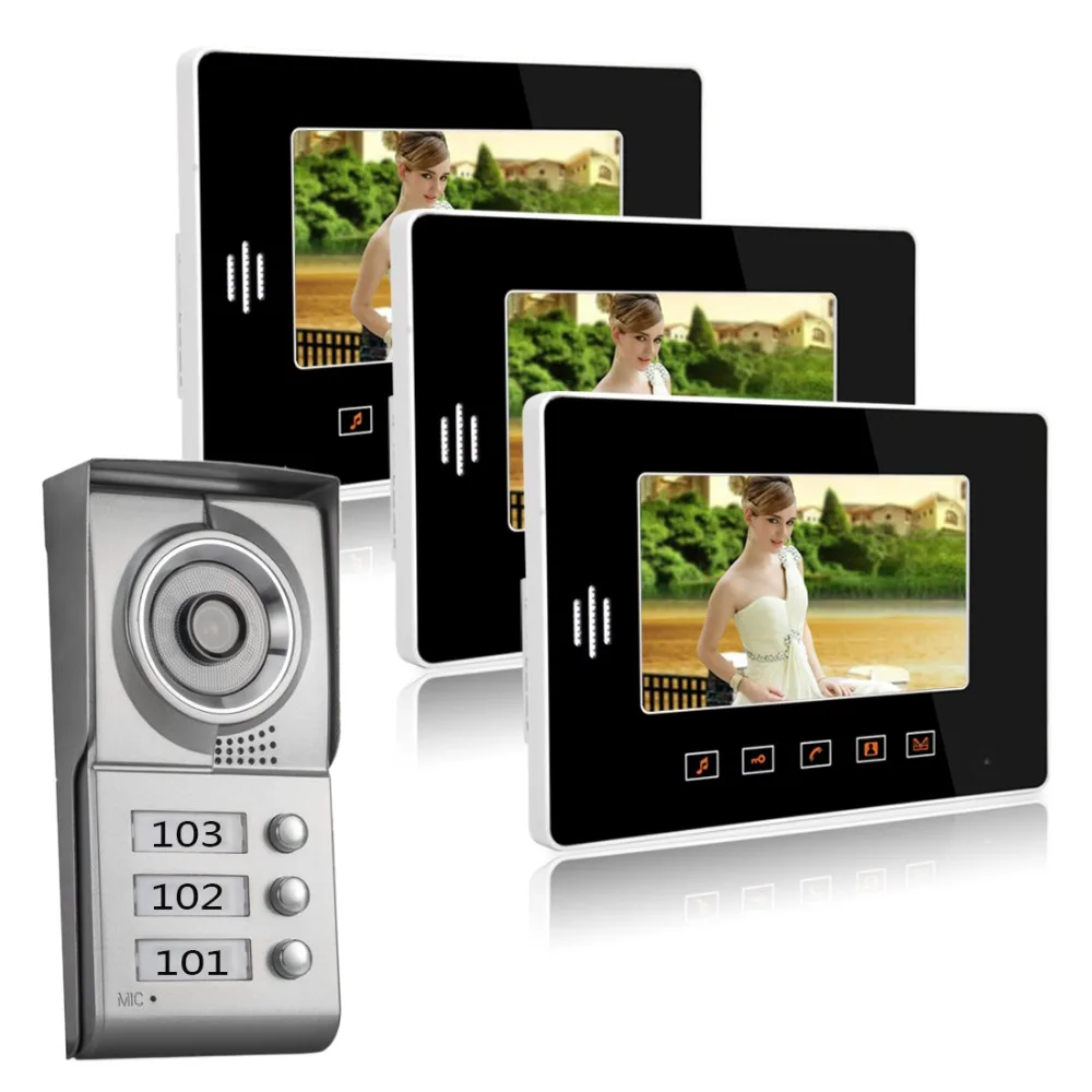 Yobang система безопасности квартиры домофон 3 монитора " HD цветной видео телефон двери видео дверной звонок Домофон системы 3 дома