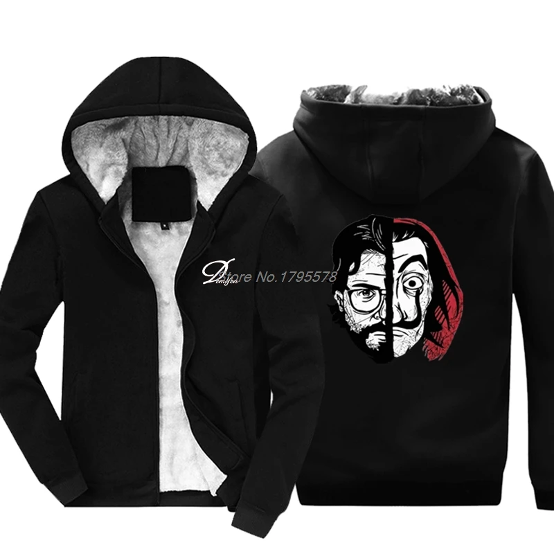 

La Casa De Papel The House Of Paper Awesome Sweatshirts Men's Cotton Thicken Hoodie Hip Hop Jackets Tops Harajuku Streetwear