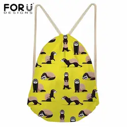 FORUDESIGNS/для женщин Drawstring рюкзаки Cheeky хорьки печати сумка через плечо Дамы Мини Пляжная сумка для обувь девочек строка сумки