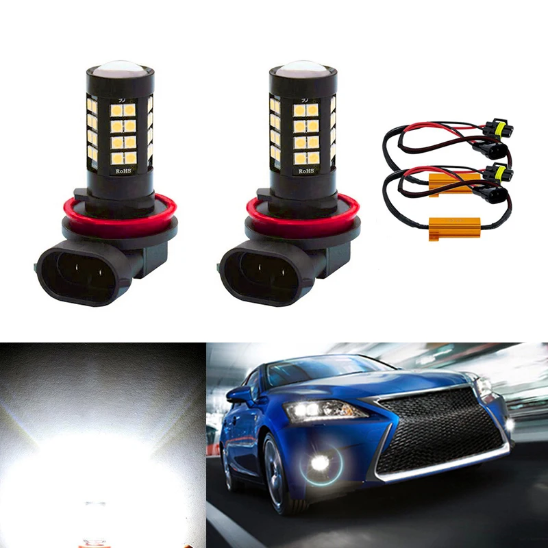 2x 1200LM яркий бесцветный H8 H11 Светодиодный противотуманный светильник для